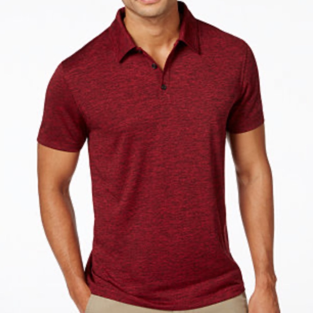 Alfani stretch polo, heathered burgundy and black, Men’s M